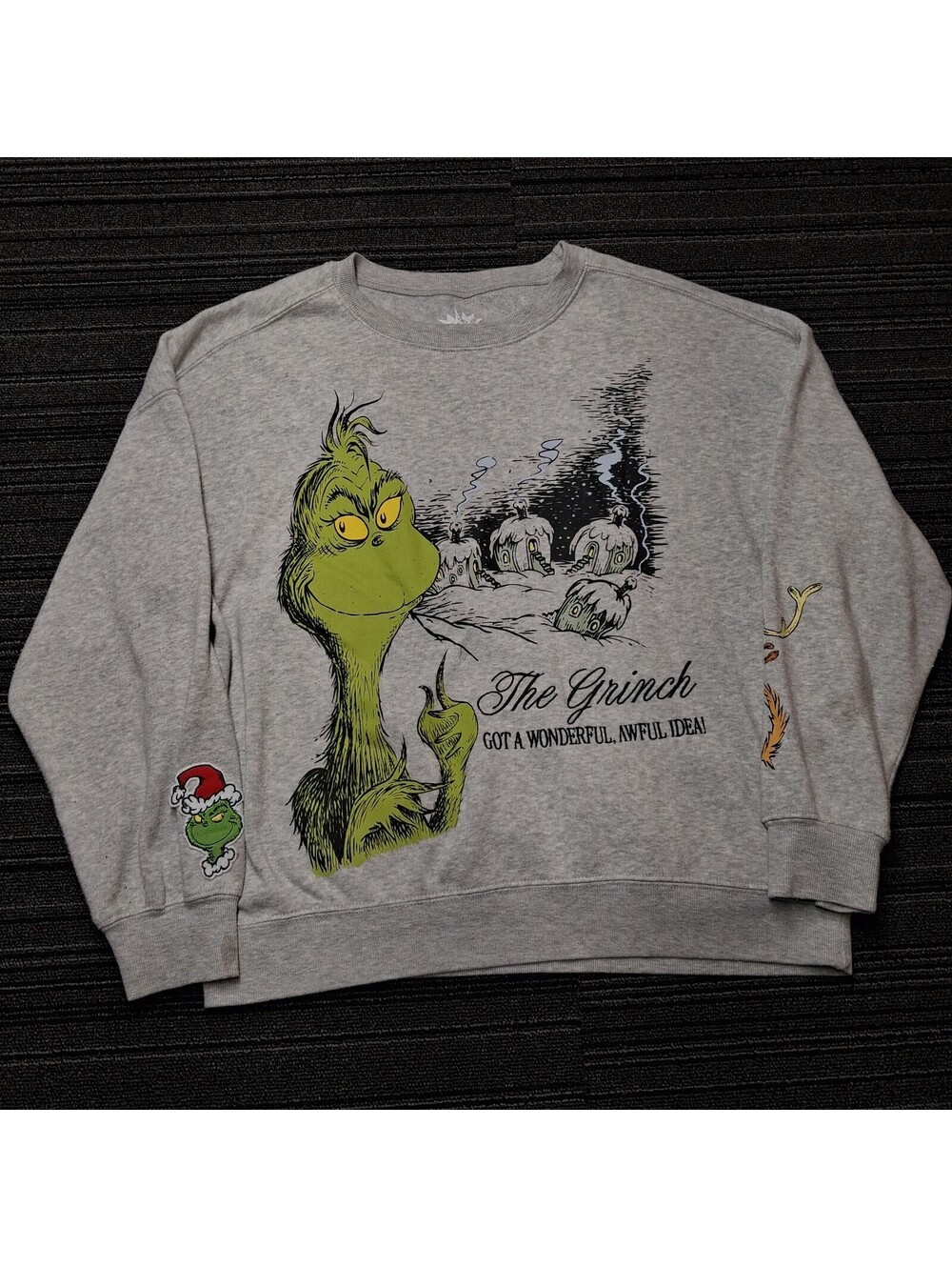 Dr Seuss The Grinch Wonderful Awful Idea Sweatshirt Adult Medium Gray 2024